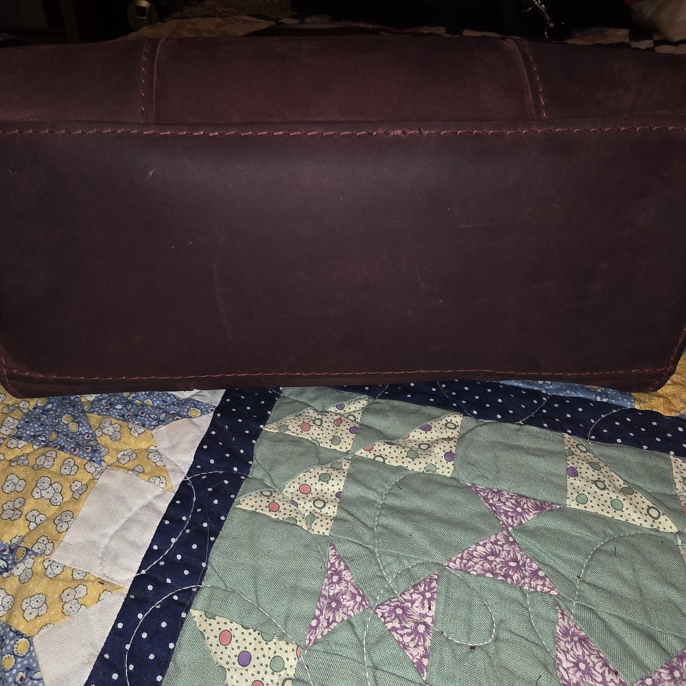 Portland Leather Burgundy Brown Crossbody Tote - Picture 3 of 4
